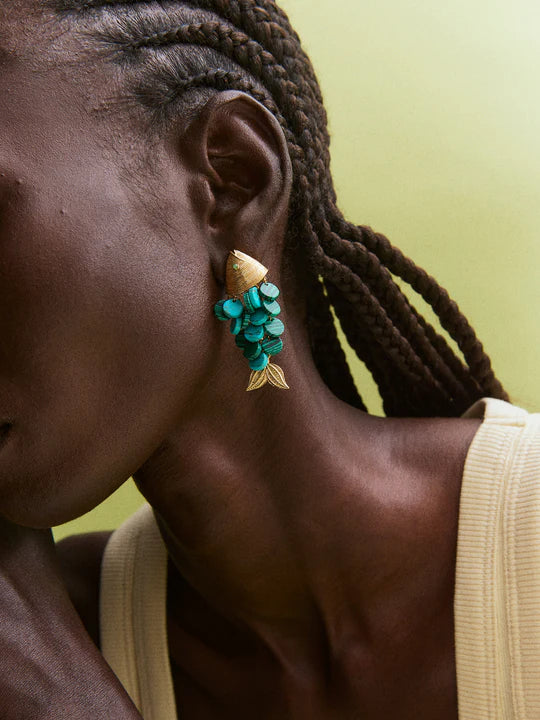 Ripple Effect Fish Earrings Gold/Malachite - BaubleBar