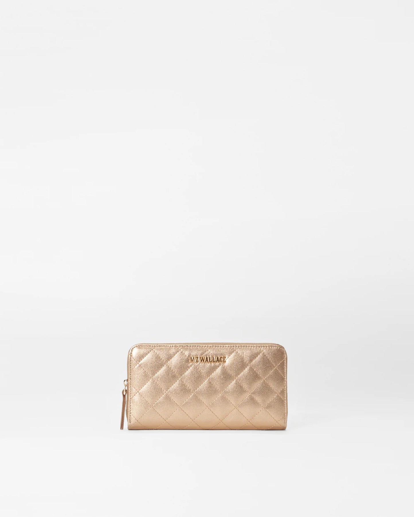 Leather Long Zip Round Wallet Honey Metallic - MZ Wallace