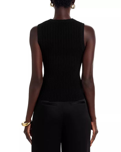 Morgann Rib Knit Top Black - Ramy Brook