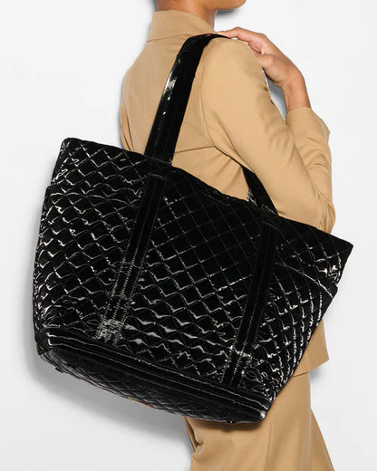 Large Empire Tote Black Liquid - MZ Wallace