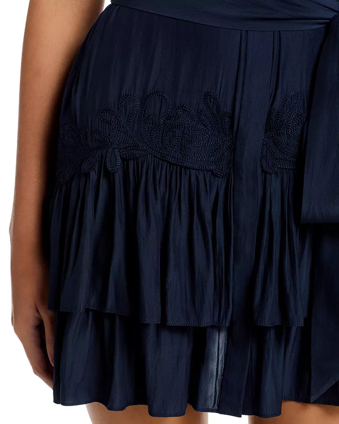 Edelina Button Down Embellished Mini Dress Navy - Ramy Brook