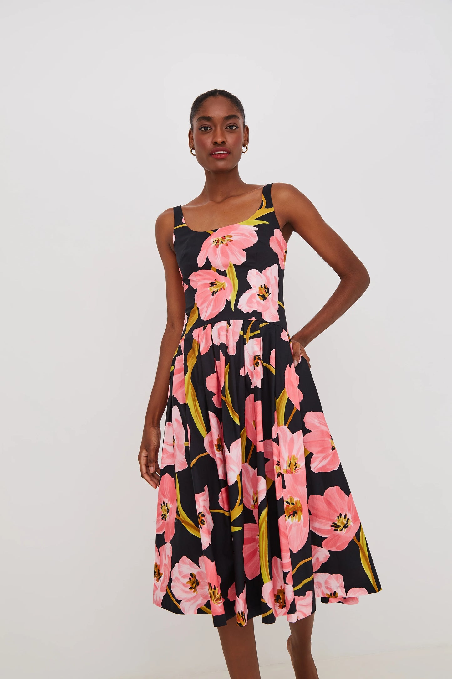 Regio Midi Dress Marais Bloom Black - Cara Cara