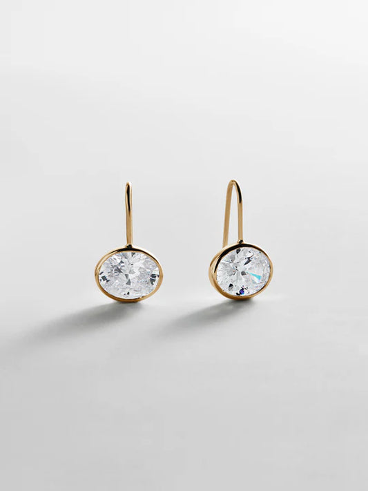 Fallon 14K Gold Bezel Earrings Oval 10mm - BaubleBar