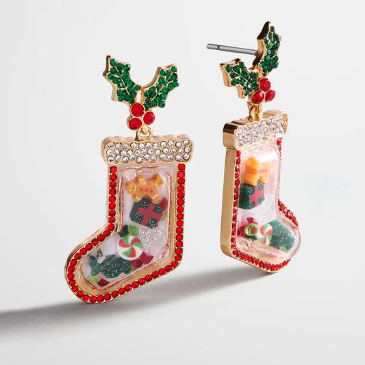 For The Nice List Stocking Earrings Gold - BaubleBar
