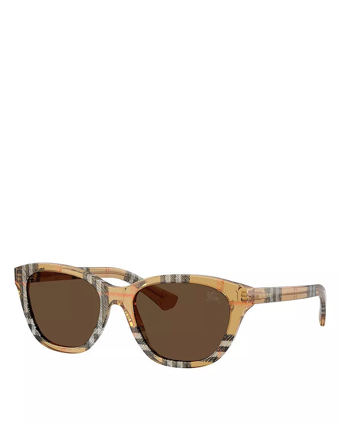 Check Rectangular Sunglasses Sand - Burberry