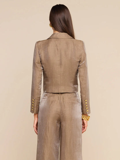 Inez Cropped Blazer Latte/Gold - L'AGENCE