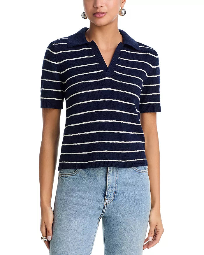 Striped Easy Polo Navy Multi - Frame