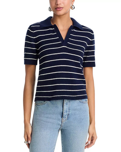 Striped Easy Polo Navy Multi - Frame
