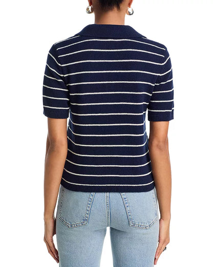 Striped Easy Polo Navy Multi - Frame