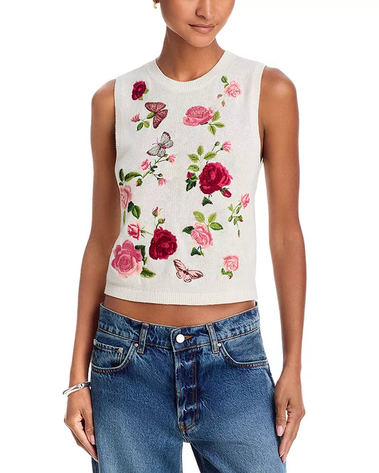 Reva Shell Top Garden Gossip Off White - Alice + Olivia