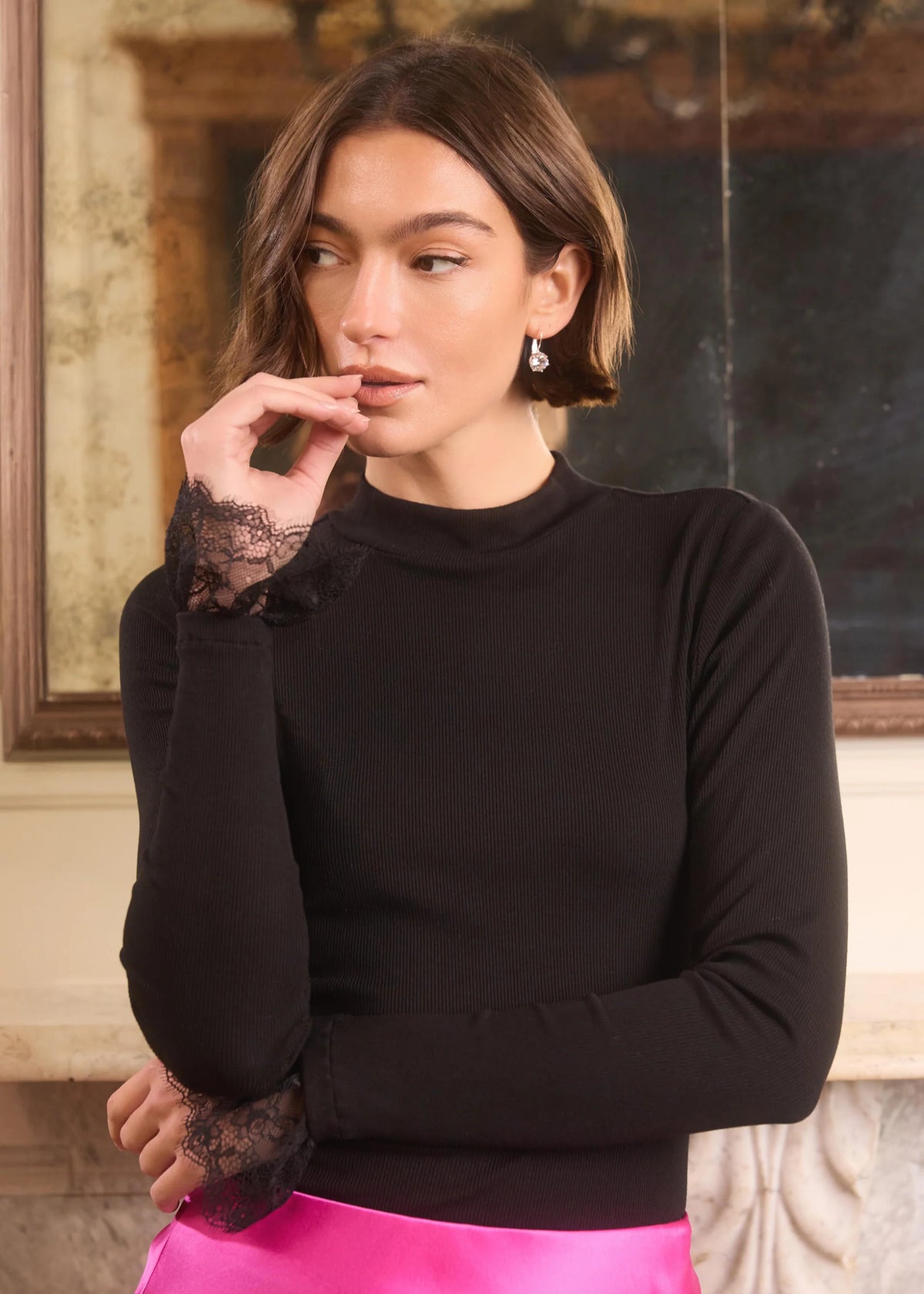 Cordelia Rib Knit Top Black - CAMI NYC