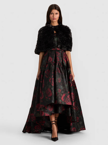 Deirdre Faux Fur Capelet Black - Alice + Olivia