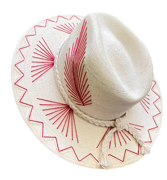 Vallarta Fine Palm Hat Red - Chisme Lifestyle
