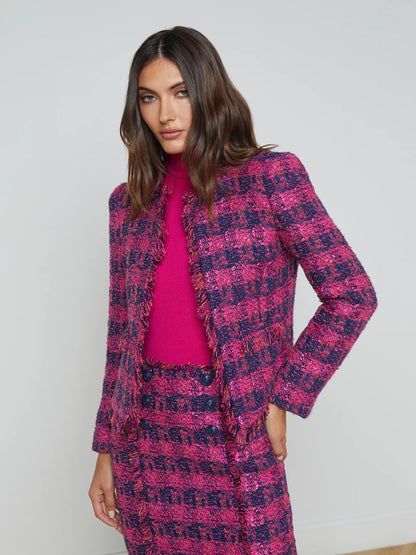 Angelina Tweed Jacket Midnight/Acai/Ruby - L'AGENCE