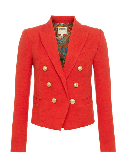 Brooke Tweed Blazer Fire Red Multi Paisley Scarf - L'AGENCE