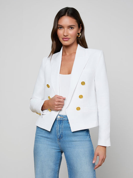 Brooke Blazer White/White Multi Small Butterfly Jungle - L'AGENCE