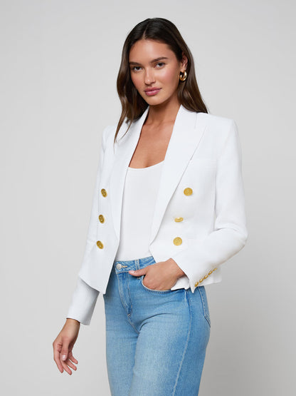 Brooke Blazer White/White Multi Small Butterfly Jungle - L'AGENCE