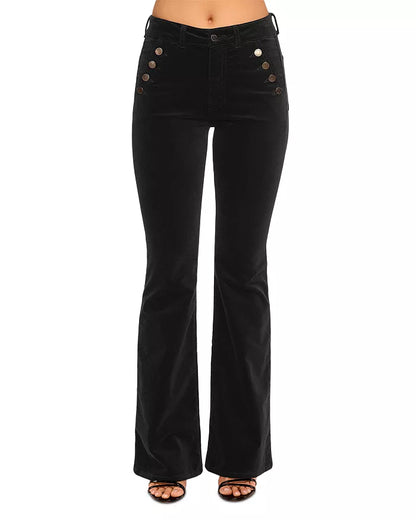 Helena High-Rise Flare Jean Black Velvet - Ramy Brook