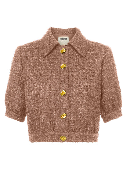 Cove Cropped Tweed Jacket Cappuccino - L'AGENCE