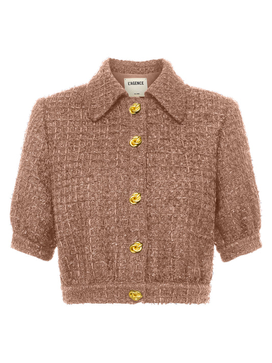 Cove Cropped Tweed Jacket Cappuccino - L'AGENCE