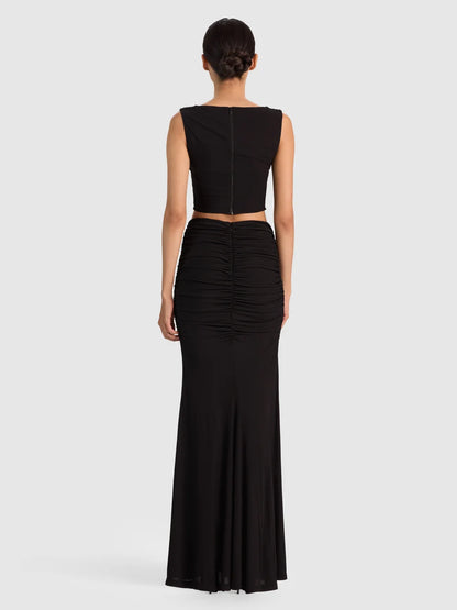 Alena Cowl Neck Crop Top Black - Alice + Olivia