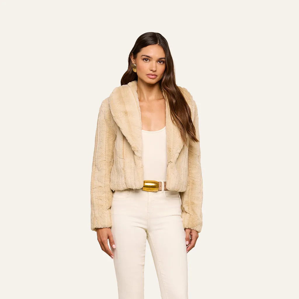 Davy Faux Fur Jacket Latte - L'AGENCE