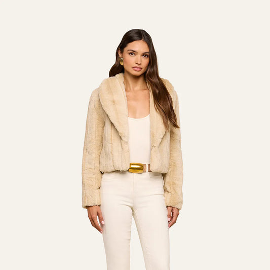 Davy Faux Fur Jacket Latte - L'AGENCE