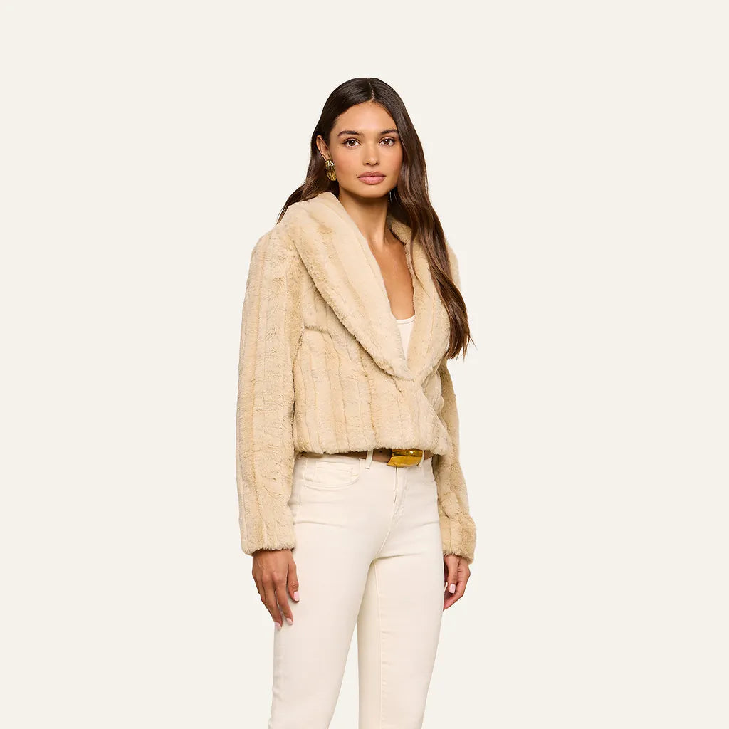 Davy Faux Fur Jacket Latte - L'AGENCE