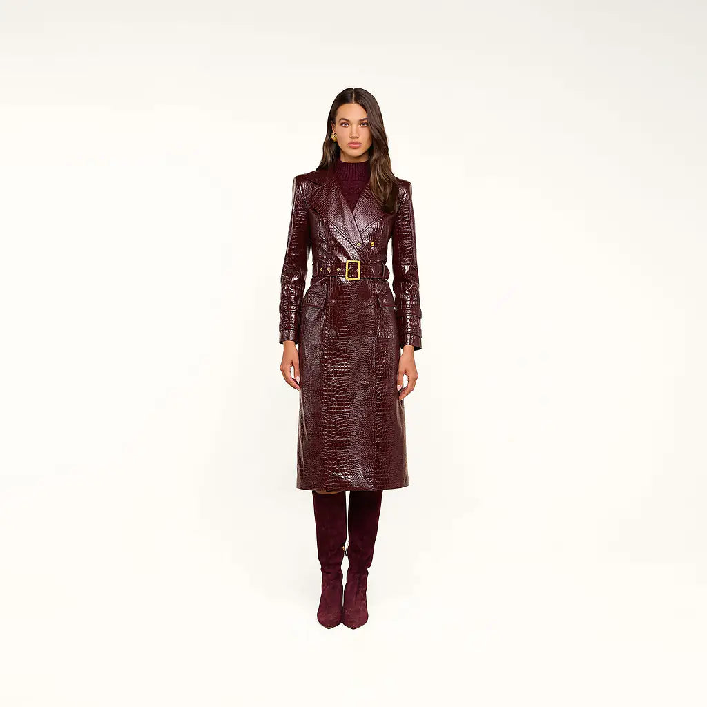 Celina Trench Coat Dark Port Croc - L'AGENCE