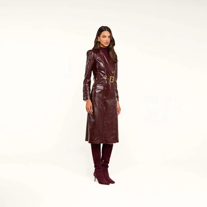 Celina Trench Coat Dark Port Croc - L'AGENCE