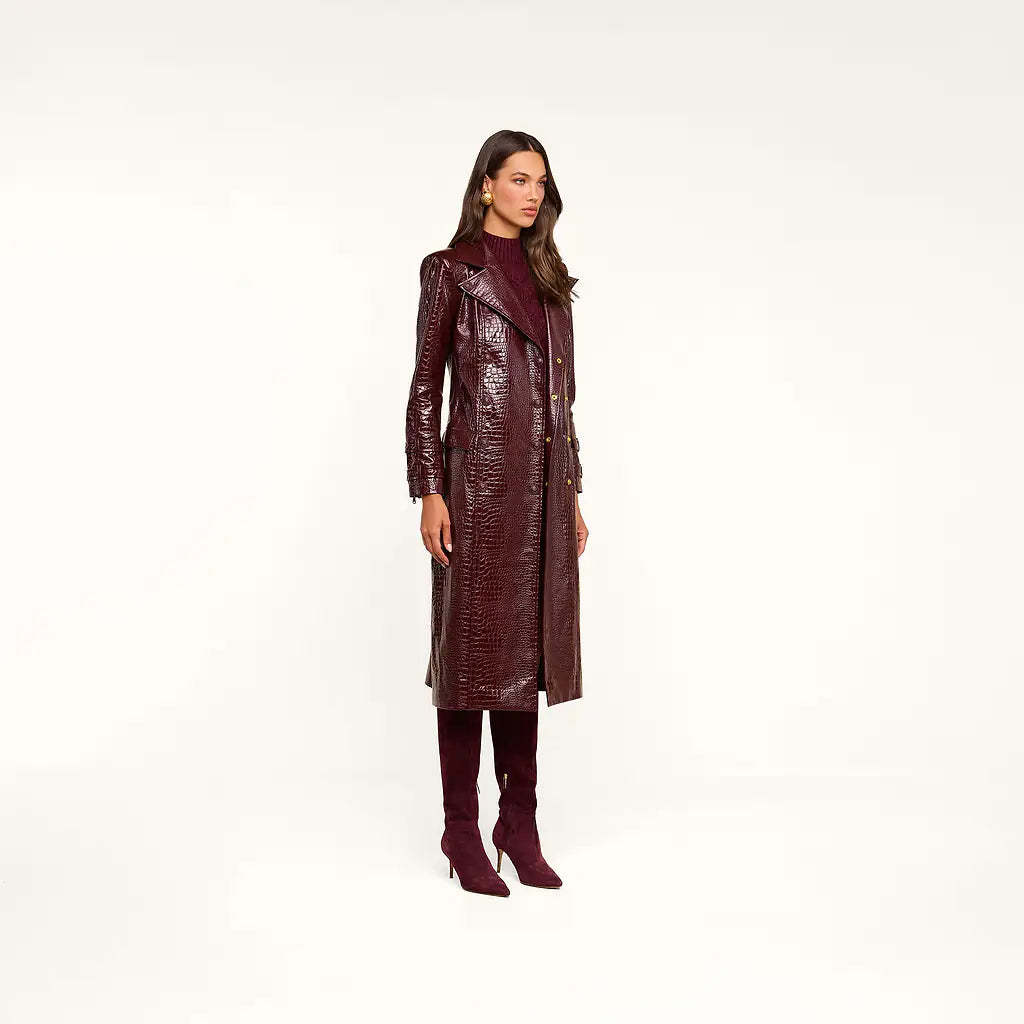 Celina Trench Coat Dark Port Croc - L'AGENCE
