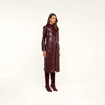 Celina Trench Coat Dark Port Croc - L'AGENCE