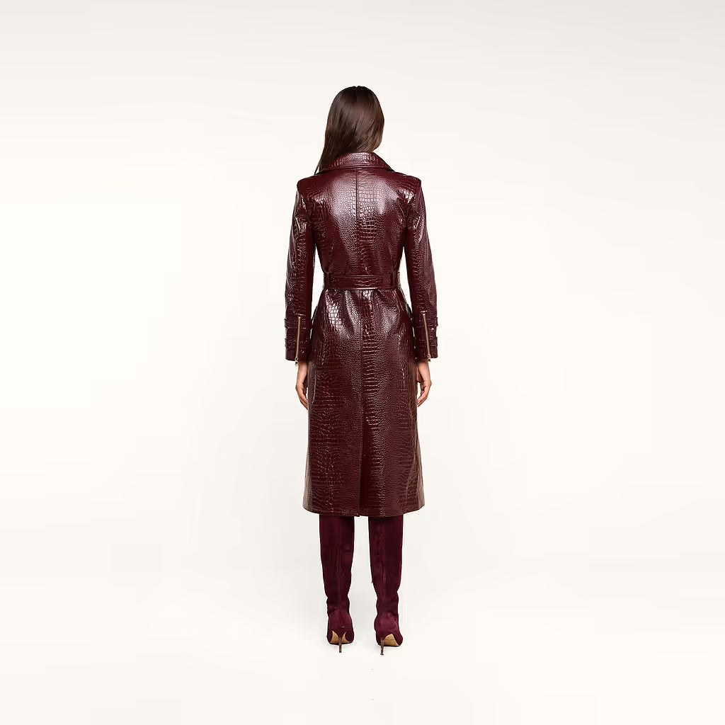 Celina Trench Coat Dark Port Croc - L'AGENCE