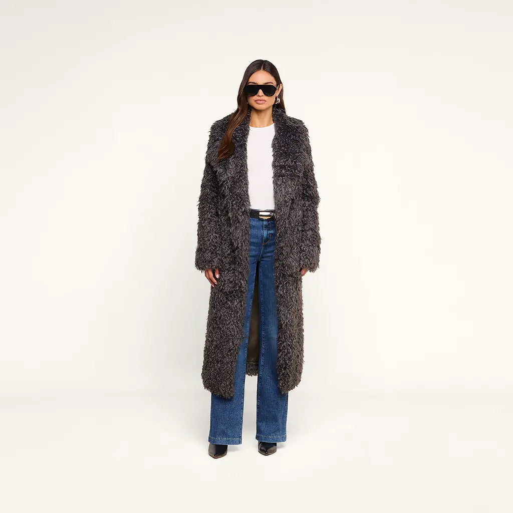 Lizbeth Faux Fur Jacket Grey Olive - L'AGENCE