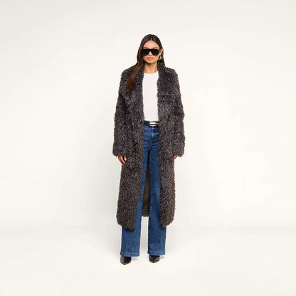 Lizbeth Faux Fur Jacket Grey Olive - L'AGENCE