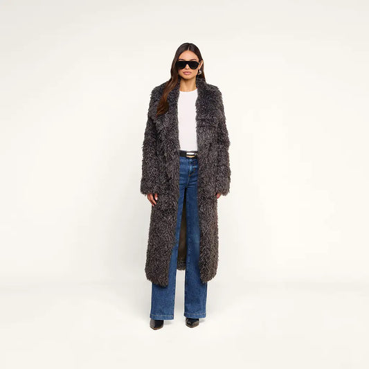 Lizbeth Faux Fur Jacket Grey Olive - L'AGENCE