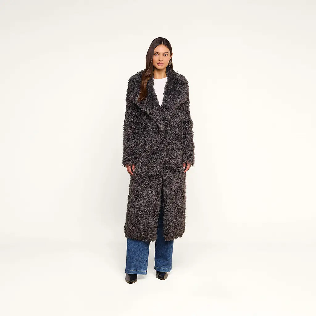 Lizbeth Faux Fur Jacket Grey Olive - L'AGENCE