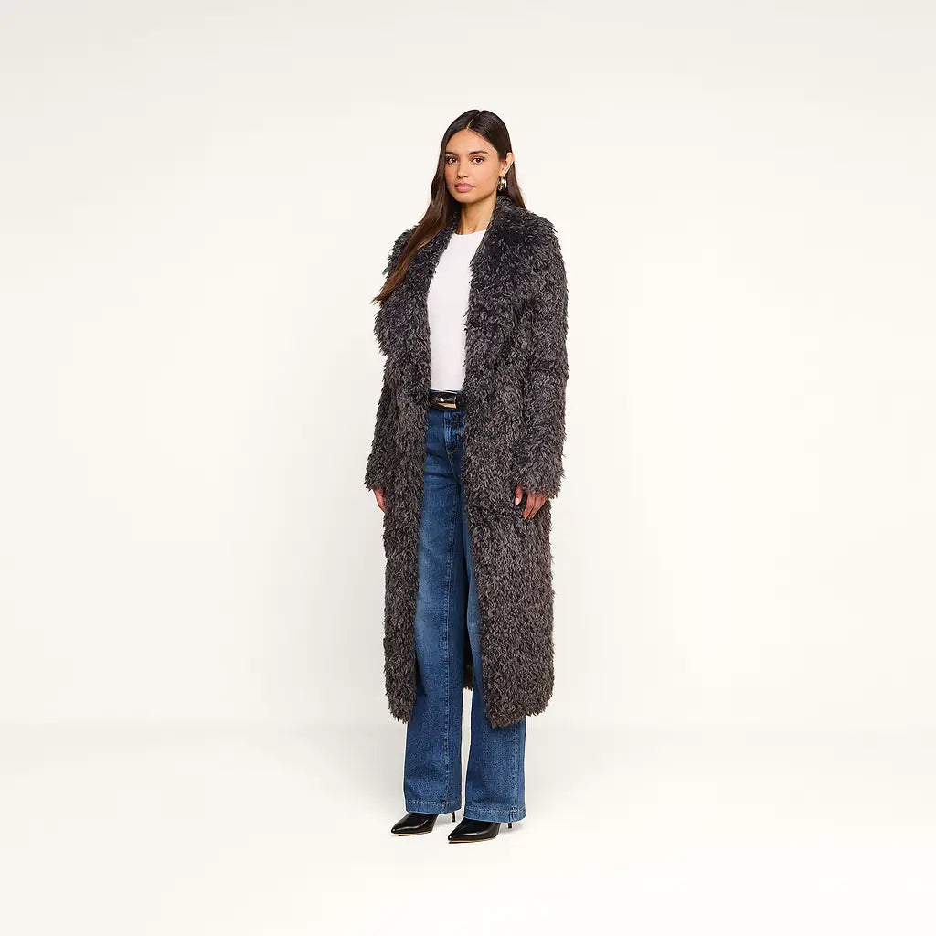 Lizbeth Faux Fur Jacket Grey Olive - L'AGENCE