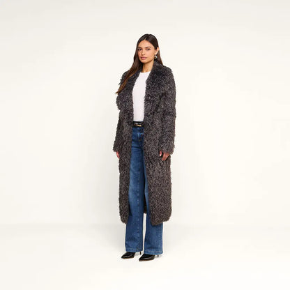 Lizbeth Faux Fur Jacket Grey Olive - L'AGENCE