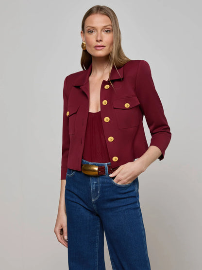 Kumi Cropped Jacket Black Cherry - L'AGENCE