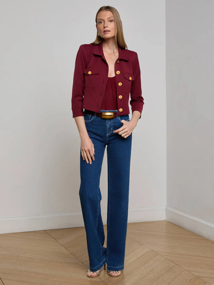 Kumi Cropped Jacket Black Cherry - L'AGENCE