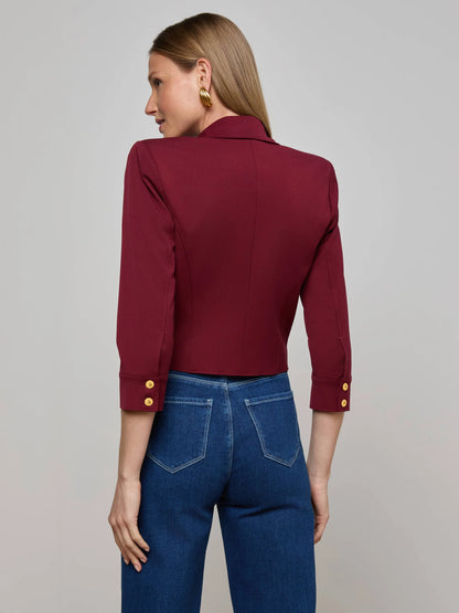 Kumi Cropped Jacket Black Cherry - L'AGENCE