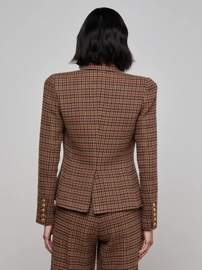 Bethany Blazer Dark Brown Multi Houndstooth - L'AGENCE