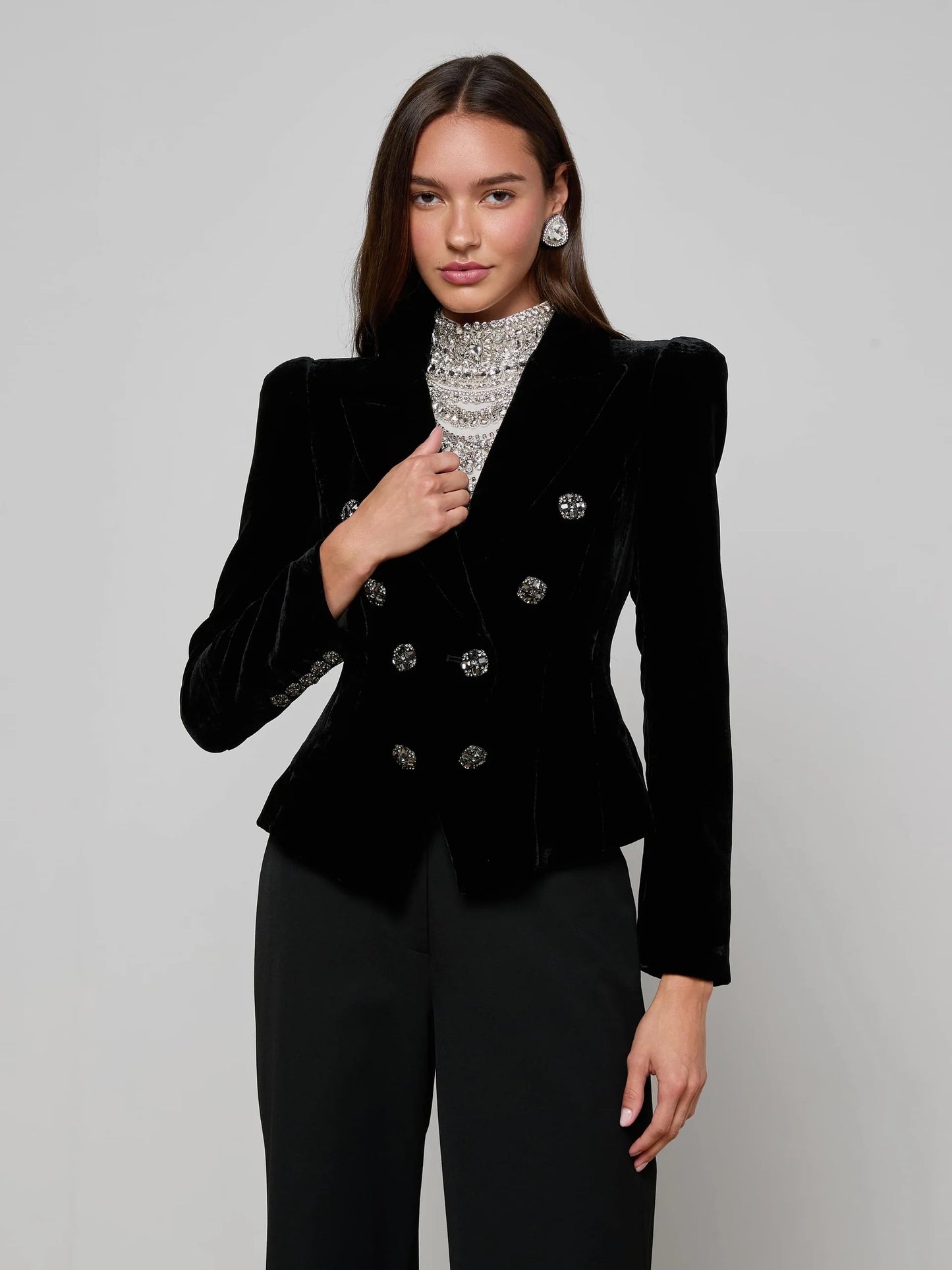 Bethany Velvet Blazer Black - L'AGENCE