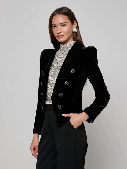Bethany Velvet Blazer Black - L'AGENCE