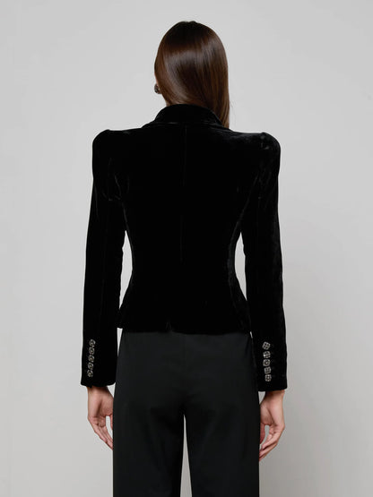 Bethany Velvet Blazer Black - L'AGENCE