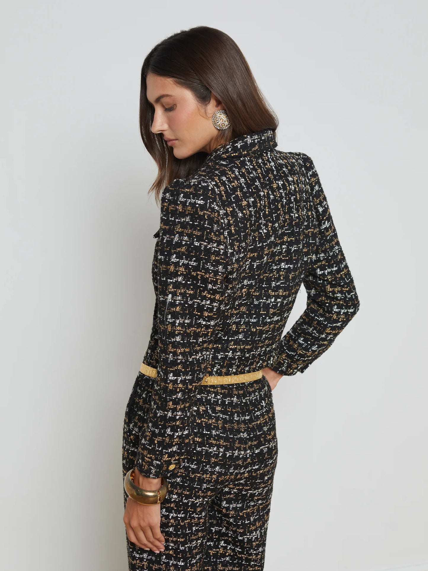 Kasey Tweed Jacket Black/Tan - L'AGENCE