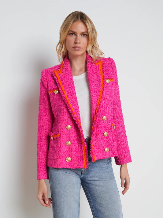 Alectra Textured Tweed Jacket Rhodamine Glow Orange - L'AGENCE