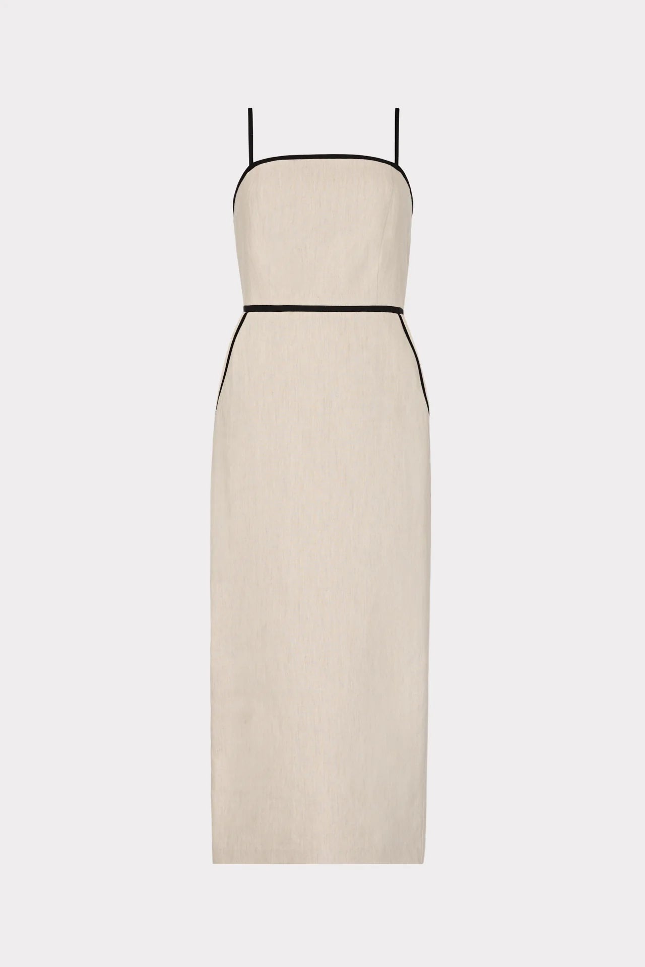 Mara Linen Contrast Midi Dress Natural - MILLY Mara Linen Contrast Midi Dress Natural - MILLY