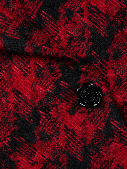 Kaisley Tweed Blazer Red Black Houndstooth - L'AGENCE